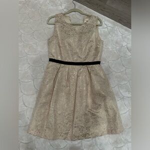 Like new Erin Fetherston gold brocade A line dress with pockets 8